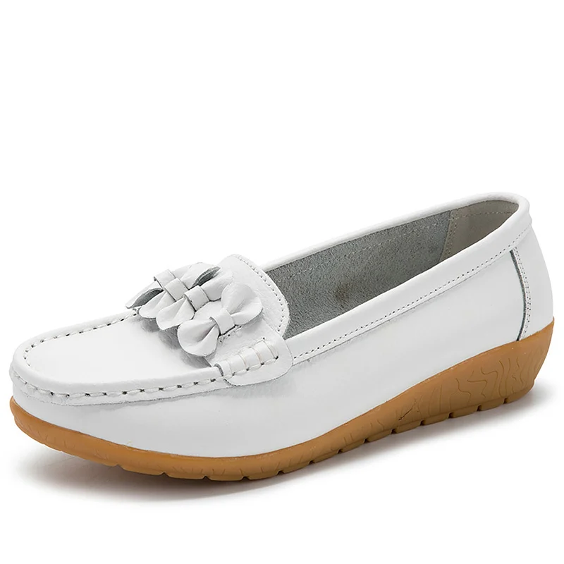 Обувь на плоской подошве Женские лоферы с бантом Повседневная обувь из