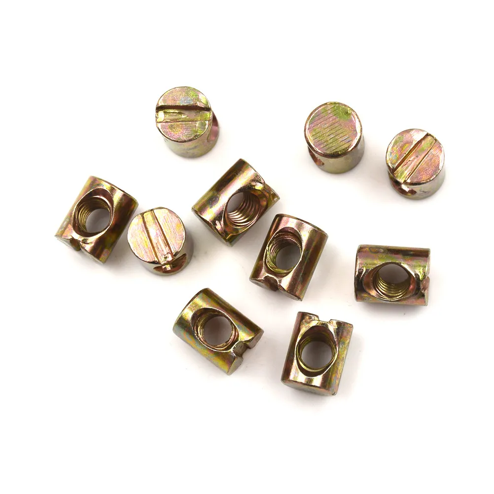 

10pcs M5 Barrel Bolts Nut Cross Dowel Slotted Furniture Nut For Beds Chair Screw