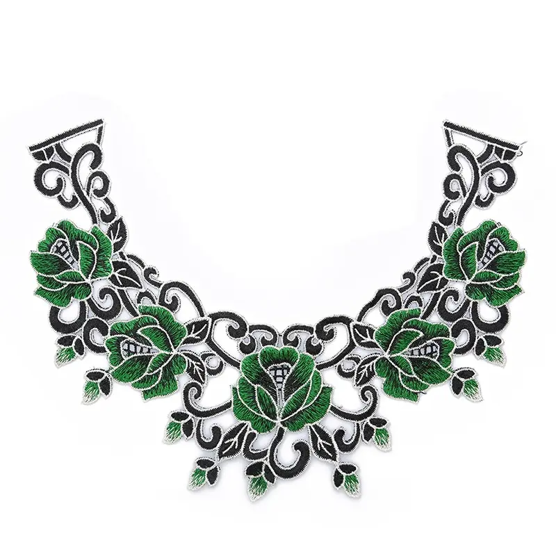 1 шт. зеленый цветочный кружевной воротник тканевый отделка DIY вышивка декольте