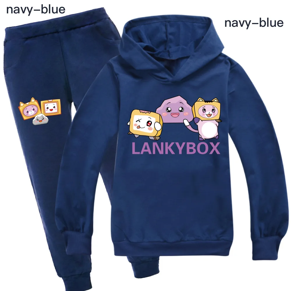Lankybox Kids Boys Girls Hoodies Pants Suit Cartoon Children's Clothing Sweatshirts Casual Fashion Pullover Jogging Pant