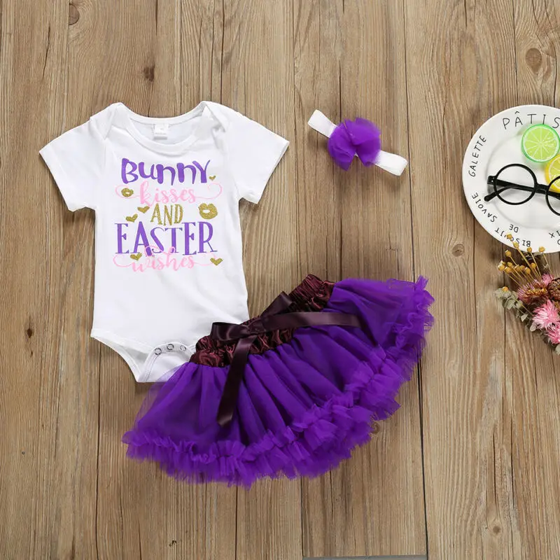 Комплект из 3 предметов для маленьких девочек Пасхальный наряд праздничный