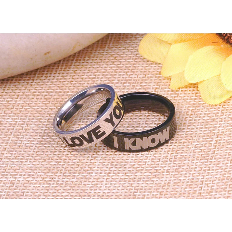 4 мм 6 черные Серебряные титановые стальные кольца с надписью I LOVE YOU KNOW для