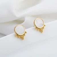 aesthetic boho opal stud earrings for women gold color stainless steel flower moon moonstone earring trendy mothers day jewelry