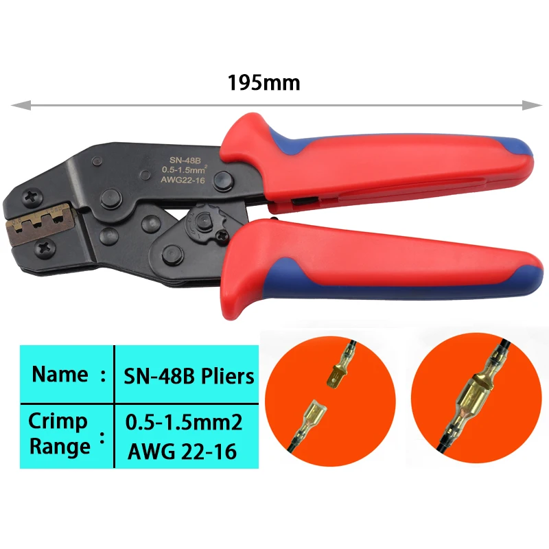 SN-48B Pliers Yalku обжимной инструмент 300 шт. РАЗЪЕМ Обжимные Щипцы провода 0,5-1,5 мм2 Alicate обжимной разъем Ручной инструмент - Цвет: SN-48B Pliers