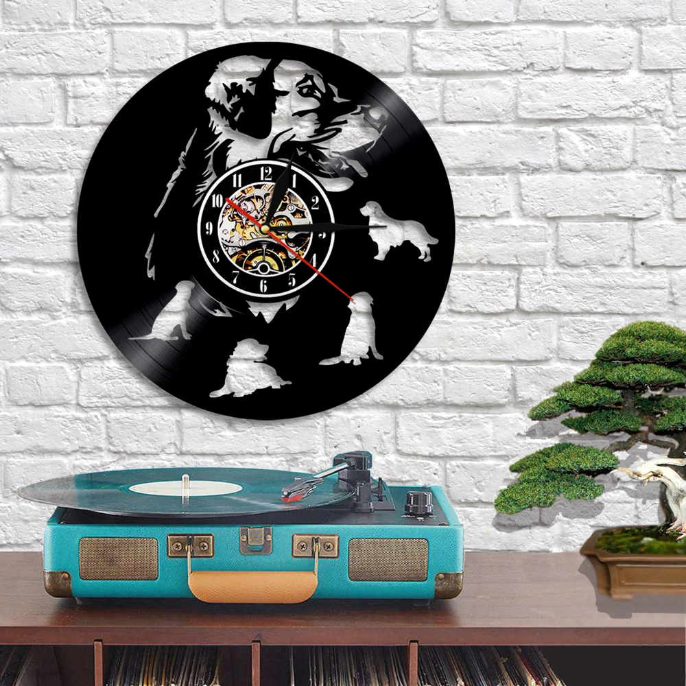 Labrador Golden Retriever Dog Vinly Record Wall Clock Puppy Pet 3D Time Clocks Modern Design Home Decor For Lover | Дом и сад