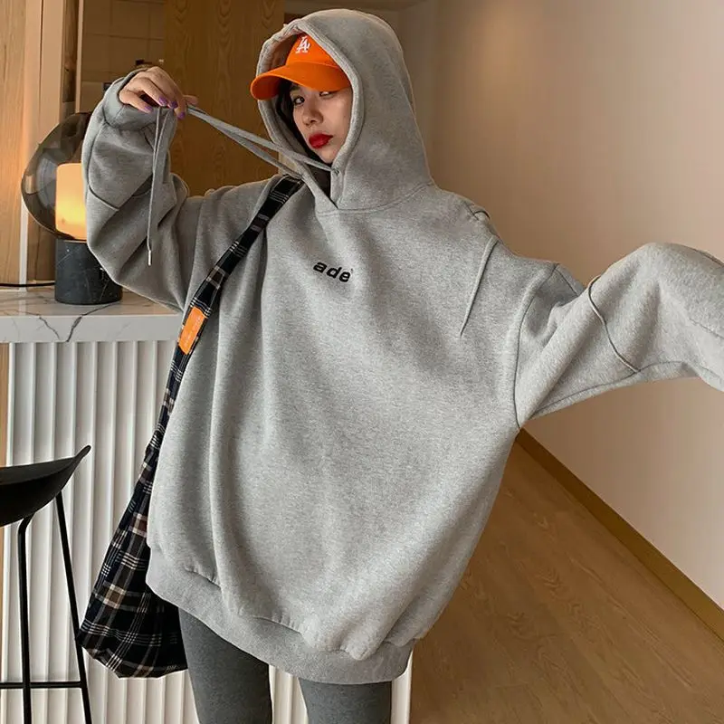 

Sweatshirts Men And Women Fluorescent Green Hooded Autumn And Winter Loose Students Harajuku Bf Wind Plus Velvet Thick Coat