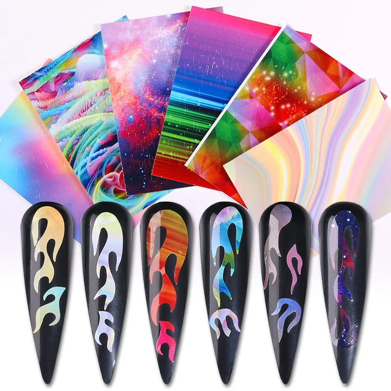 1 лист 3D Виниловые наклейки для ногтей трафарет полый стикер s полоса