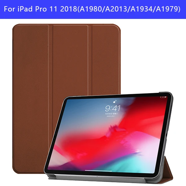 IPADPRO11 KST BN Чехол для планшета для ipad pro 11, однотонный чехол из ТПУ, чехол для нового ipad pro 11 с держателем для карандашей, Смарт, трехслойная подставка - Цвет: IPADPRO11 KST BN