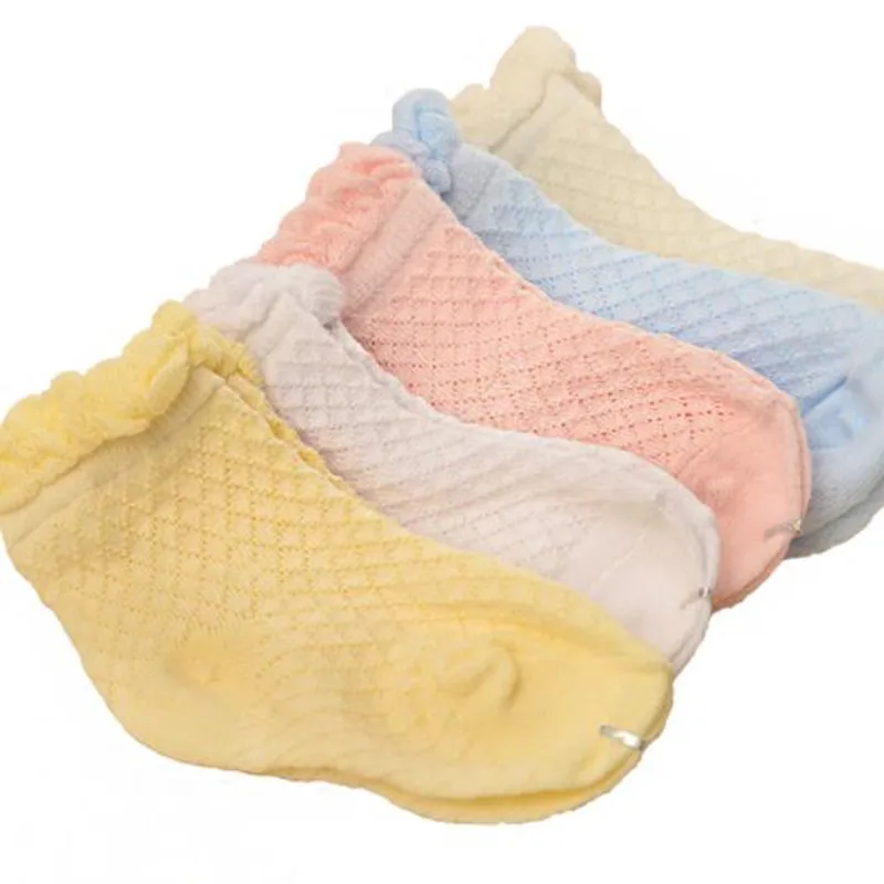 5 Pairs/Lot Baby Socks Children Kids Summer Cotton Candy Colors Sock Lace Ruffle Boys Girls Short 0-5 Years Mix | Детская одежда и
