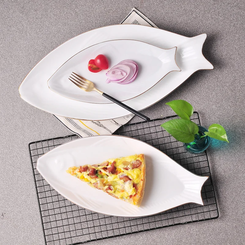 

Тарелка из Пномпеня, керамическая тарелка в форме рыбы, большая тарелка, домашняя кухонная посуда, блюдо для рыбы на пару, столовая посуда дл...