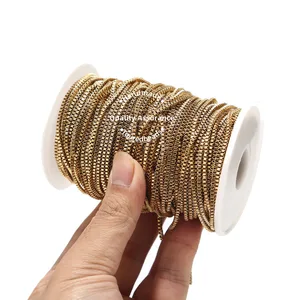 Цепочка Женская квадратная из нержавеющей стали, Ювелирная фурнитура сделай сам для ожерелья, цвет под золото, розовое золото, 2 мм, ширина 2 метра