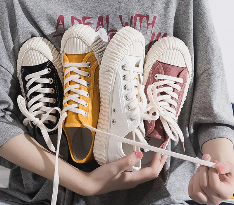 

2021 Fashion Canvas Shoes Women Pink Vulcanized Sneakers Breathable Flat Casual White Shoes Woman Spring and Autumn Shoes F1-07