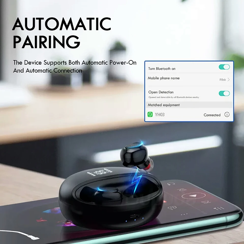 Беспроводные наушники Bluetooth 5 0 светодиодный дисплей TWS беспроводные с сенсорным