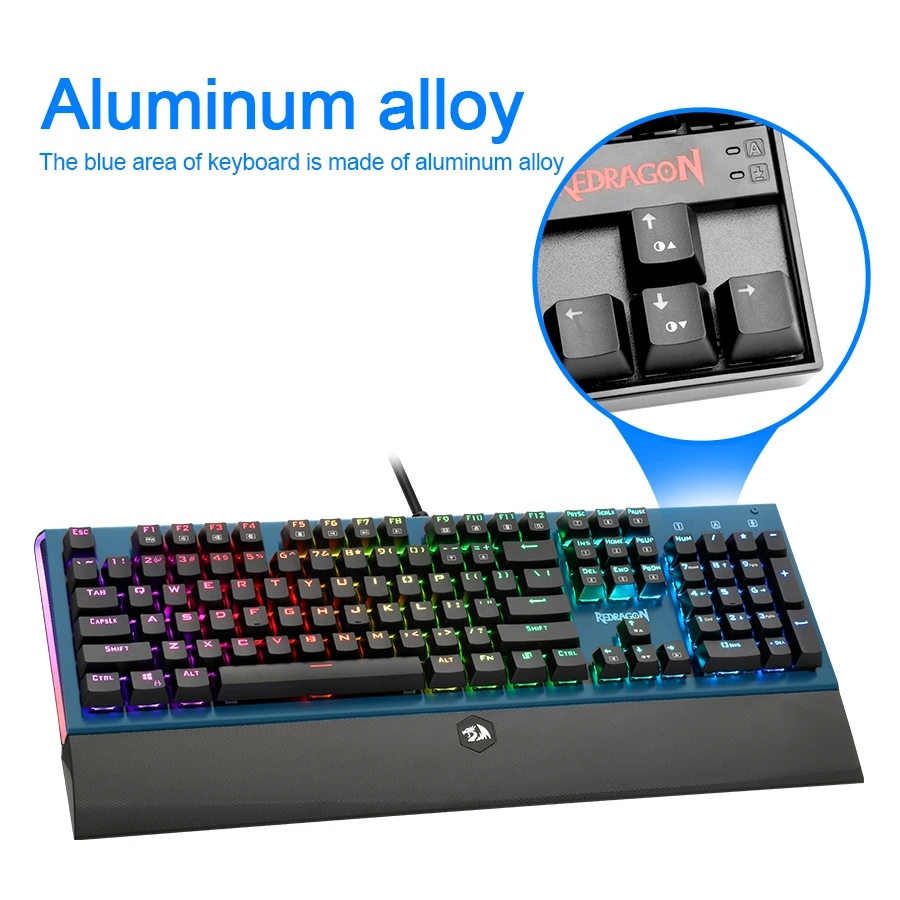 Redragon K569 Rgb алюминиевая USB Механическая игровая клавиатура синий переключатель со