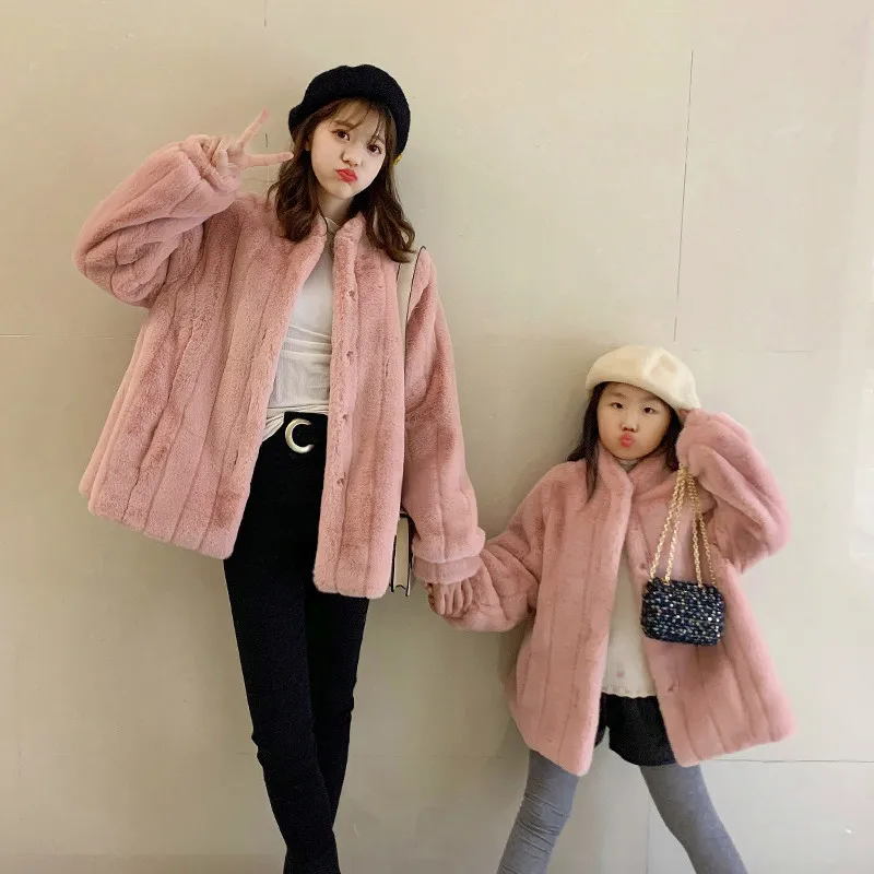 Girls Baby's Kids Coat Jacket Outwear 2021 Beauty Faux Fur Warm Plus Velvet Thicken Winter Autumn Outdoor Fleece Children's Clot