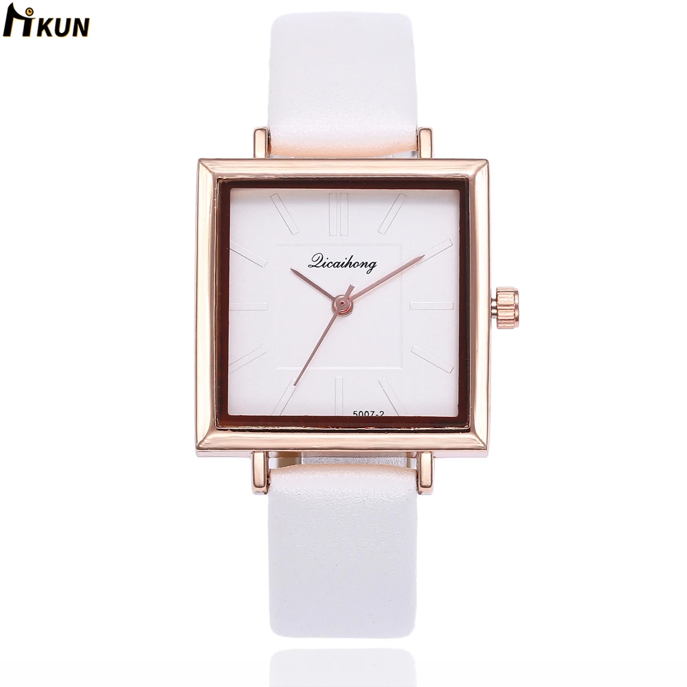 Женские кожаные часы со стразами простые черные кварцевые Relogios Reloj Mujer 2019|Женские