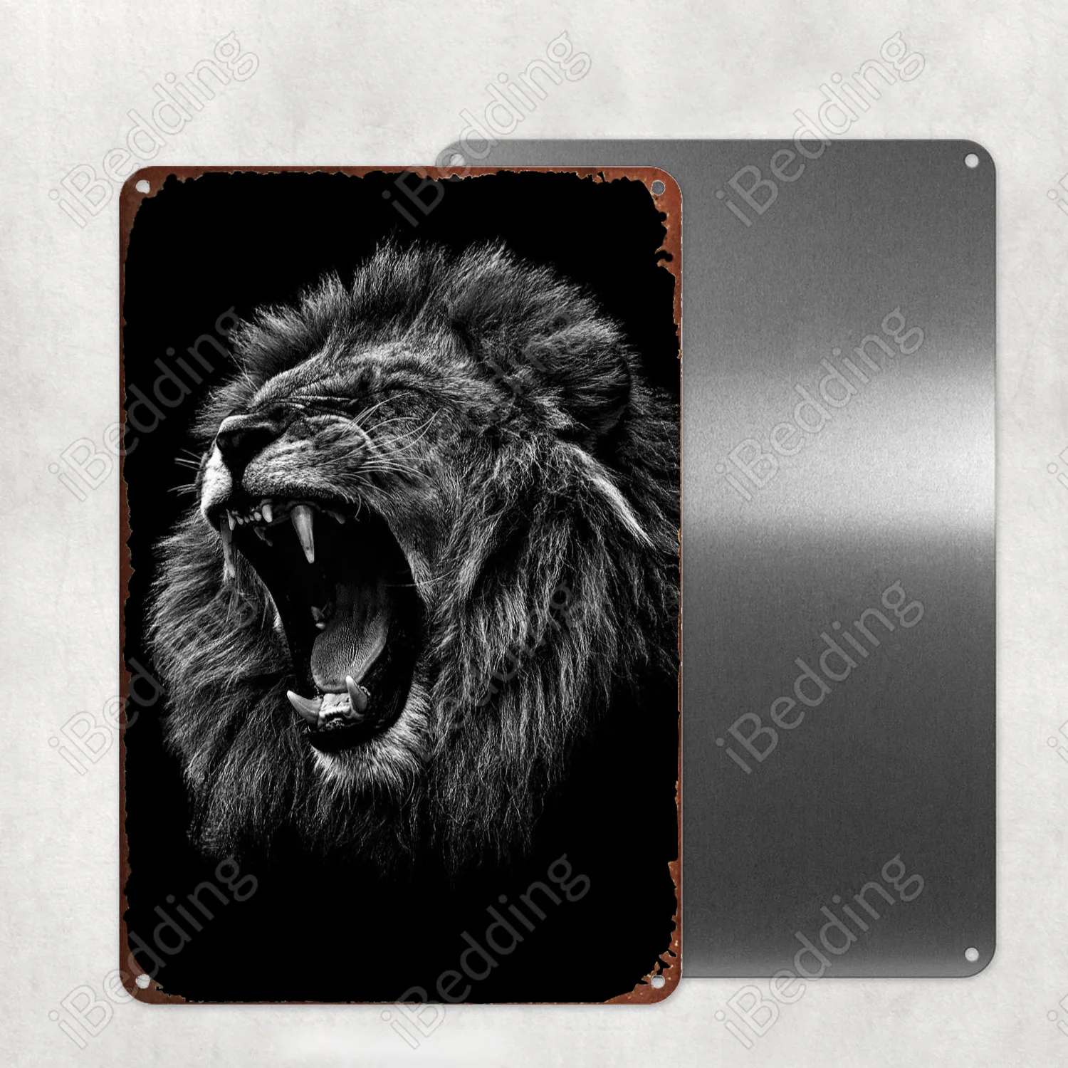 

Злый Лев, черно-белая фотография, металлическая фотография, бар, паб, клуб, Настенный декор, железная живопись, декоративная пластина 20x30 см