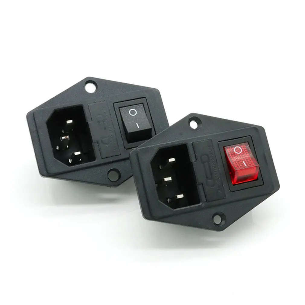 Power switch AC 3pin power socket with red triple rocker tripod copper feet 3d protection printer fuse random | Электроника