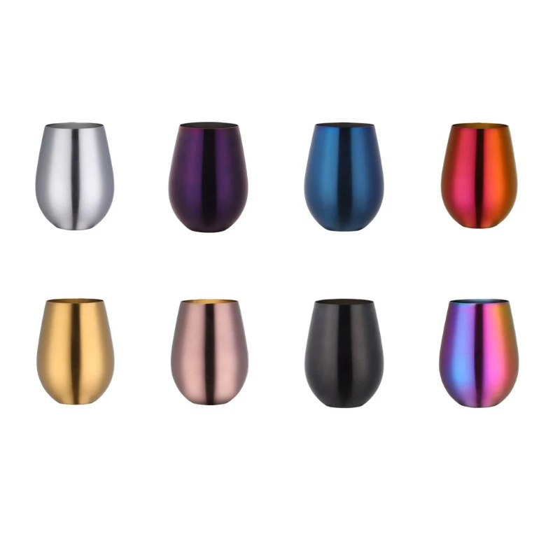 

Stainless Steel Stemless Assorted Color Wine Glass Tumbler One Wall Vacuum Insulated Muliti Colors Wine Tumbler for Wine
