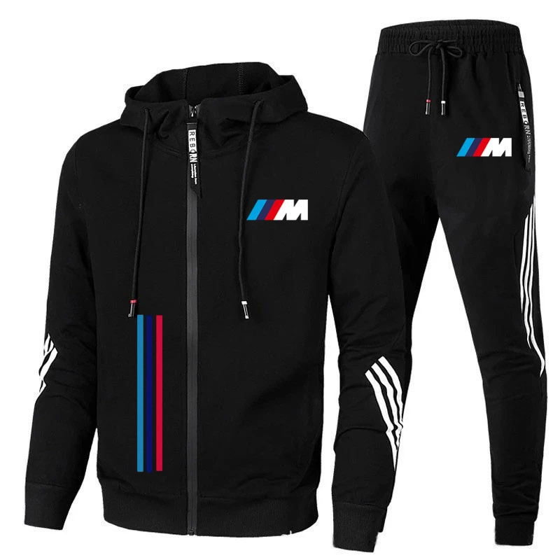 

2021 Autumn And Winter New Men's BMW Zipper Hoodie + Pants Two-Piece Fashion Casual Sportswear Track Suit Running Suit Men's Sui