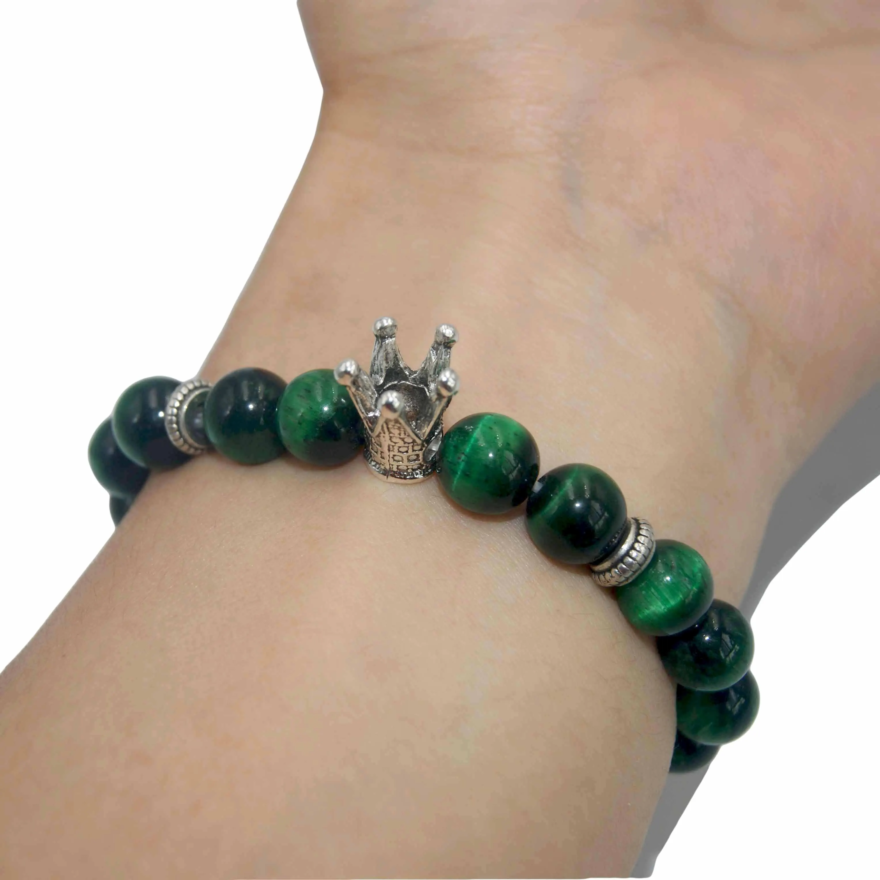 Серебряный браслет с короной из натурального камня для мужчин и женщин лазурит