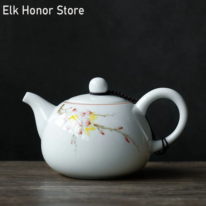 120 мл ручная роспись из цветков персикового дерева Чай горшки маленькие тонкие Xi