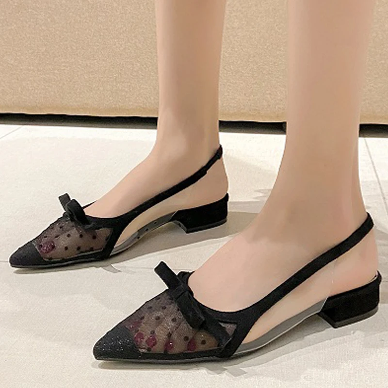 Сандалии женские на низком каблуке элегантные шлепанцы повседневная уличная