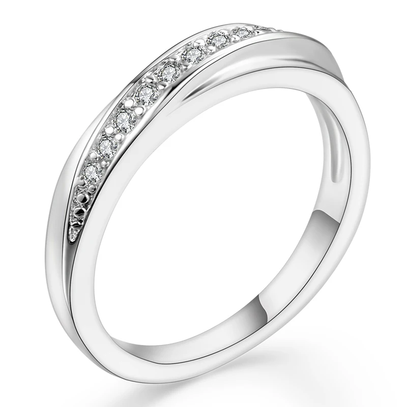 AMORUI Простой Круглый Обручальное кольцо Цирконий Обручение волна Bijoux (украшения своими руками) Bague Femme
