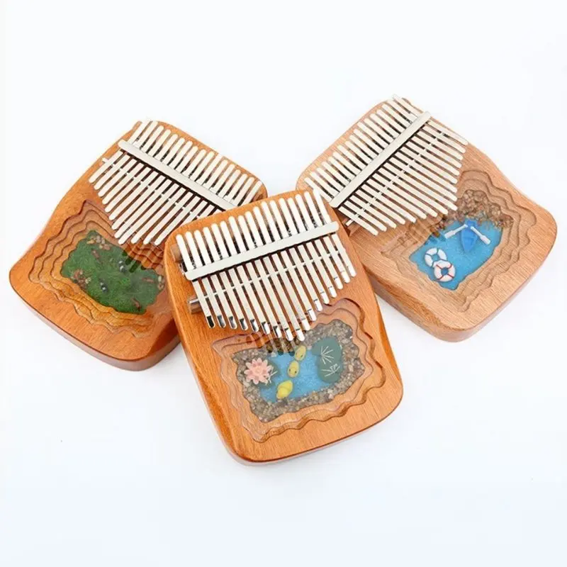 

17 Keys Kalimba Micro Landscape Decoration Creative Handmade Resin Original Design Beginners Keyboard Musical Instrument Gifts