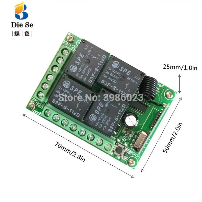 433МГц Универсальный Беспроводной Пульт Дистанционного Управления DC 12В 4CH Реле Модуль Приемник RF Переключатель 4 Кнопка Ворота Гаража Открытый.