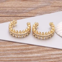 new fashion women girls cz gold color earrings cubic zirconia ear cuff trendy clip hip hop punk style crystal jewelry party gift
