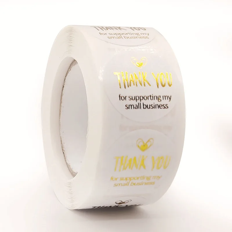 

500Pcs 1Inch/ 2.5CM Golden Thank You Label Stickers for Gift Card Box Package Party Wrapping Decorate Baking Food Small Business