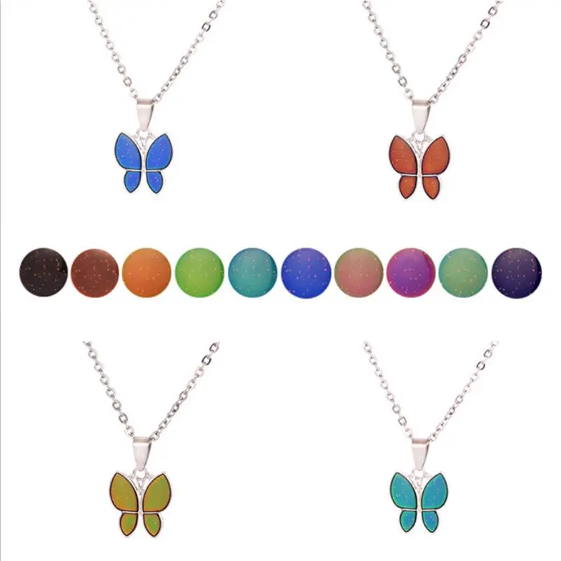 Волшебная бабочка изменение цвета с температурой кулон ожерелье ювелирные