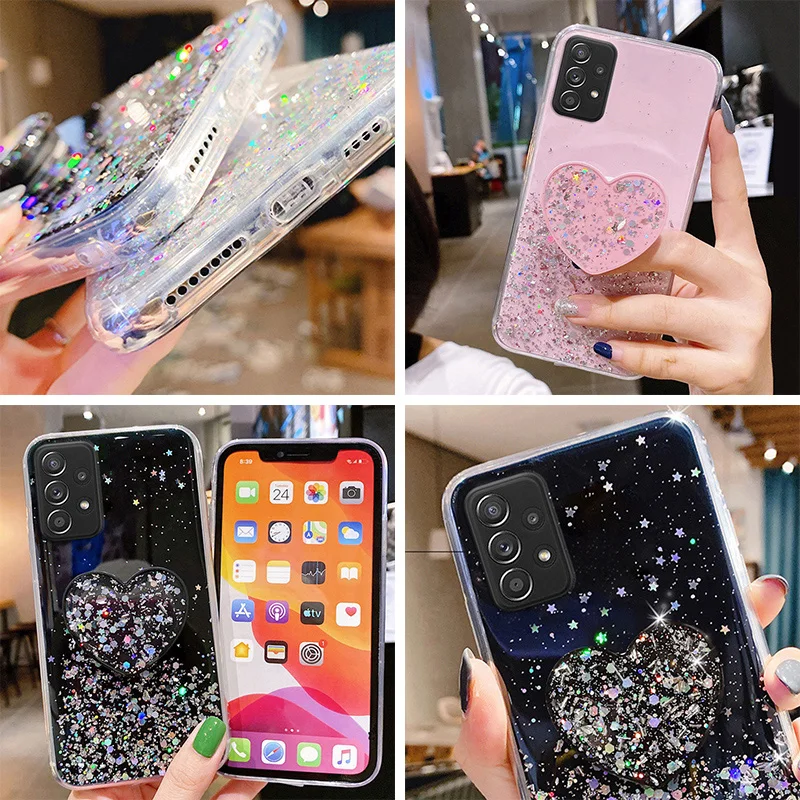 

For Samsung Galaxy A52 A72 A32 A02 Case Bling Glitter Star Soft Back Cover For Samsung A02S A 52 72 32 Cases Bumper Phone Holder