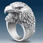 Кольцо мужское в стиле панкготика, винтажное массивное кольцо с головой орла, цвет серебро, коктейльное Ювелирное Украшение