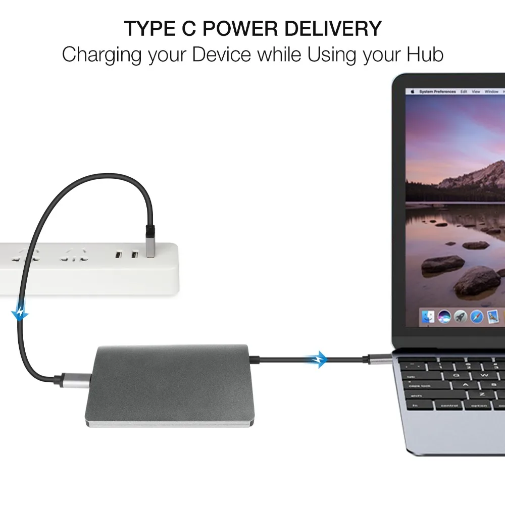 9 в 1 USB C концентратор Многофункциональный 4 к видео HDMI/Gigabit Ethernet адаптер Тип 3
