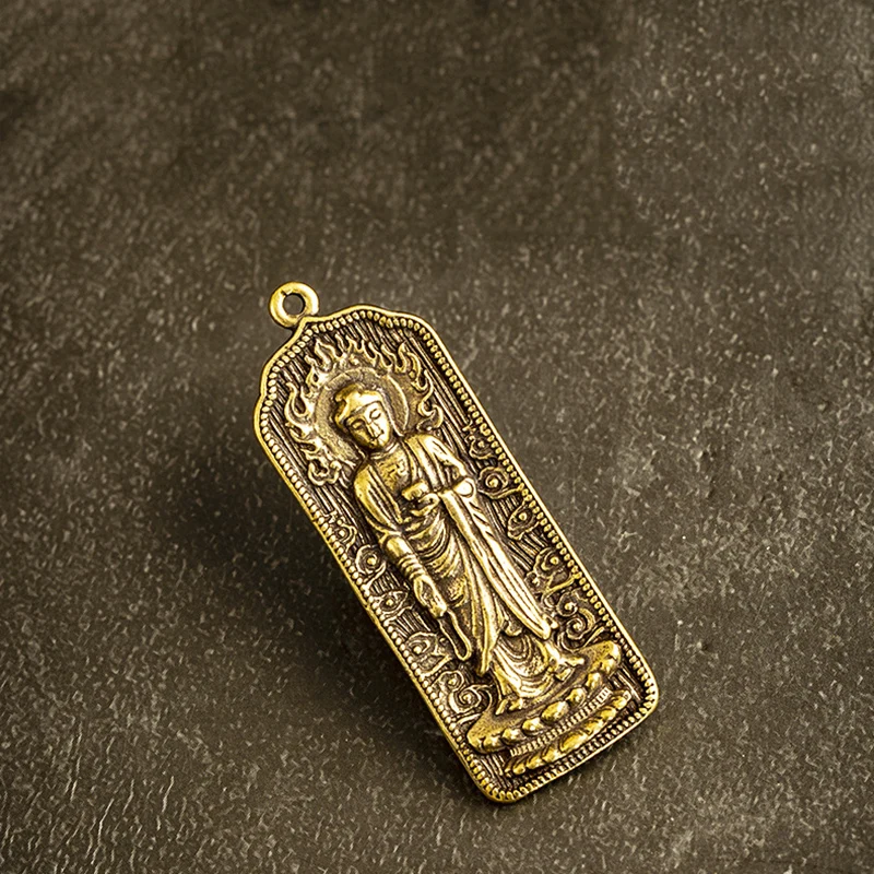 Винтажная латунная подвеска в виде буддистской мантры маленькая бронзовая бирка