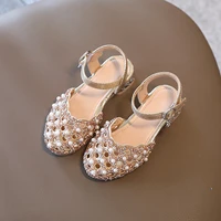 girls fashion pearl rhinestone sandals summer teenage cute sweet princess shoes kids blingbling sandals children shoes 6 7 8 9 y
