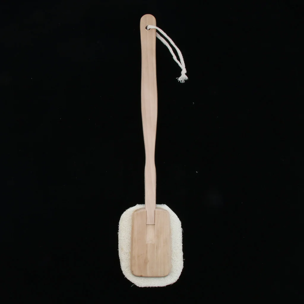 Натуральная люфата съемная Длинная Деревянная Ручка для ванной душа задняя