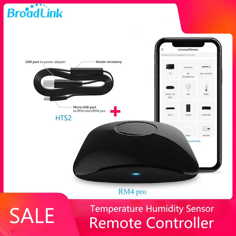 BroadLink RM4 Pro + HTS2  Version Wireless Universal Remote Hub with Smart Home Solution