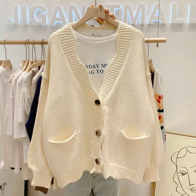 

Милый кардиган в японском стиле, женская Свободная верхняя одежда, новинка осень-зима 2021, модный свитер без застежек, пальто