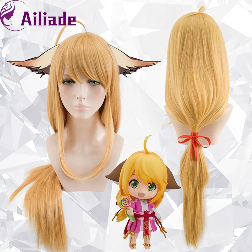 AILIADE Long Straight Synthetic Wig Yellow Purple Green Blue Suitable For Fox Fairy Little Matchmaker Anime Party Cosplay | Шиньоны и