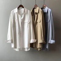 long sleeve shirts women2021 autumn new korean loose irregular pocket blouse tops female 80269