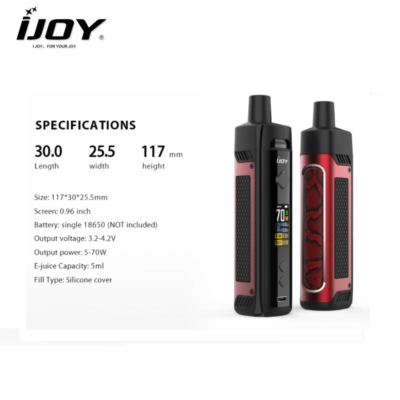 В наличии оригинальный IJOY Jupiter 70W Pod Kit 0 6 0.2ohm сетка катушки RBA 5 мл Owered 18650 батарея Vapor