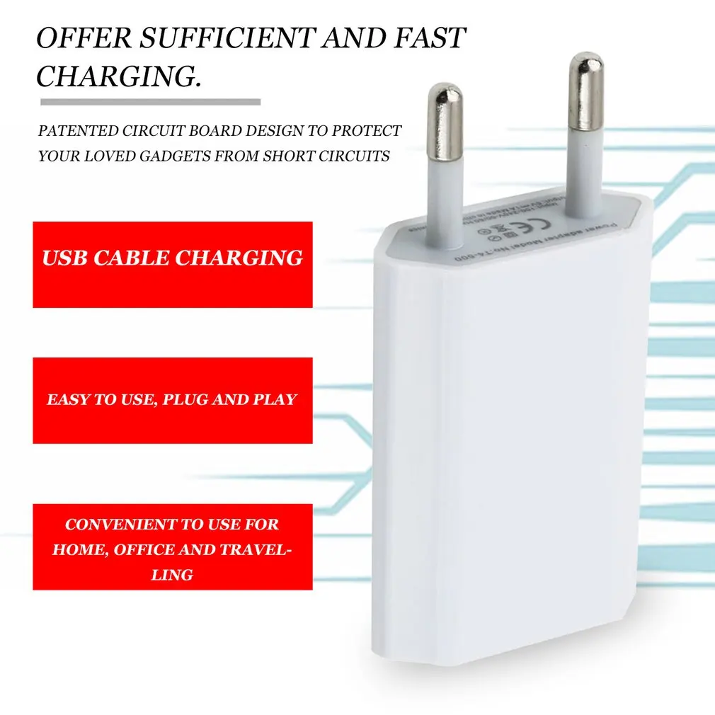 

Portable Patented Circuit Board Design USB Mobile Phone Power Home Wall Charger Adapter for iPhone 3G 3GS 4 4S EU Plug