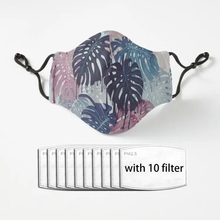 

Многоразовая дышащая ткань Monstera Melt с фильтрами для взрослых, моющаяся многоразовая маска для рта