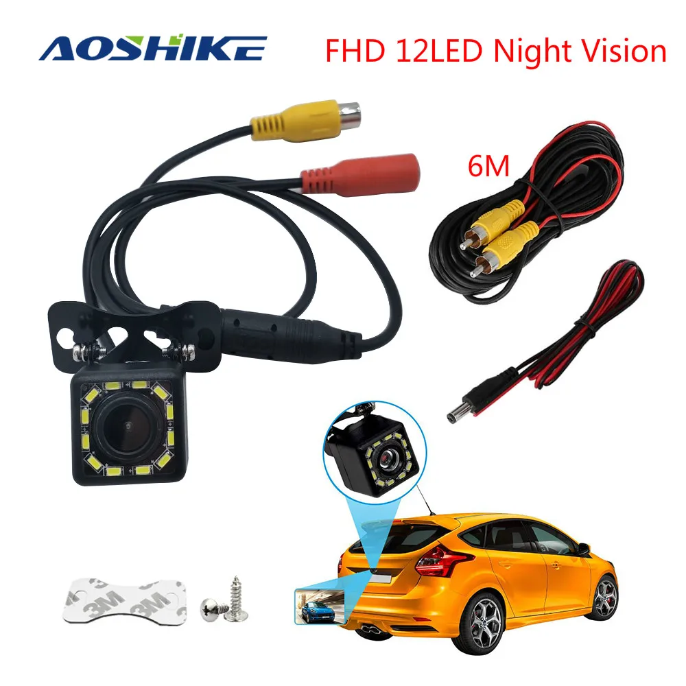 Aoshike Автомобильная камера заднего вида Универсальная Резервная парковочная 12LED