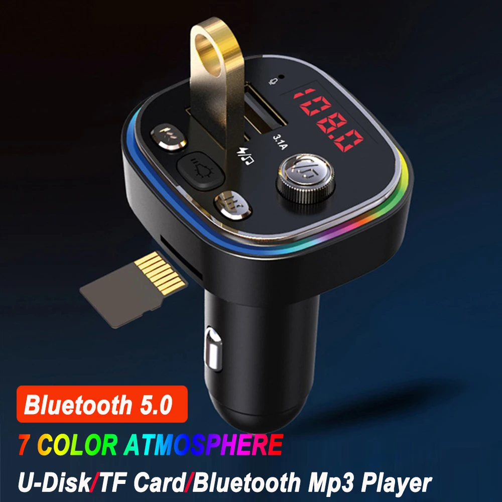 

Handsfree Bluetooth 5.0 FM Transmitter Wireless Car Mp3 Player Dual USB Charge LED Light Hands-free With LED Light For Car Radio