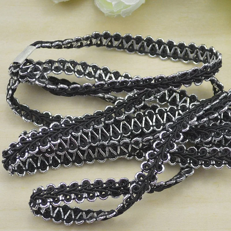 Кружевная лента YONGSNOW полиэстер/хлопок золото/серебро 5 м