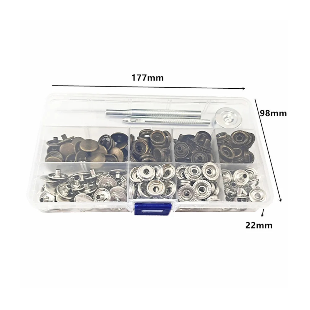 

Heavy Duty Snap Poppers Fastener Press Stud Sewing Rivet Hammer Button Set